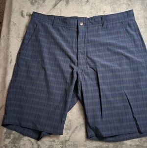 FootJoy Shorts Adult 35 Blue Plaid Golf Chino Travel Stretch Casual 9.5" Men's